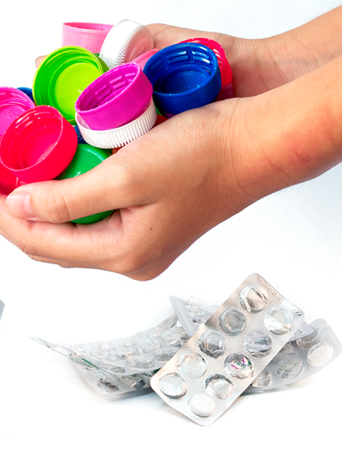 Doe cartelas e tampinhas 